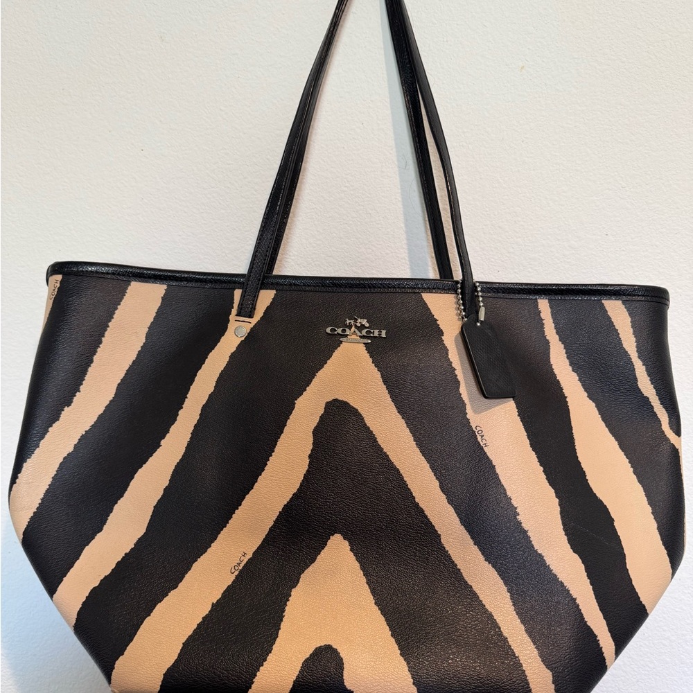 Coach Black Zebra Striped Women's tote bag